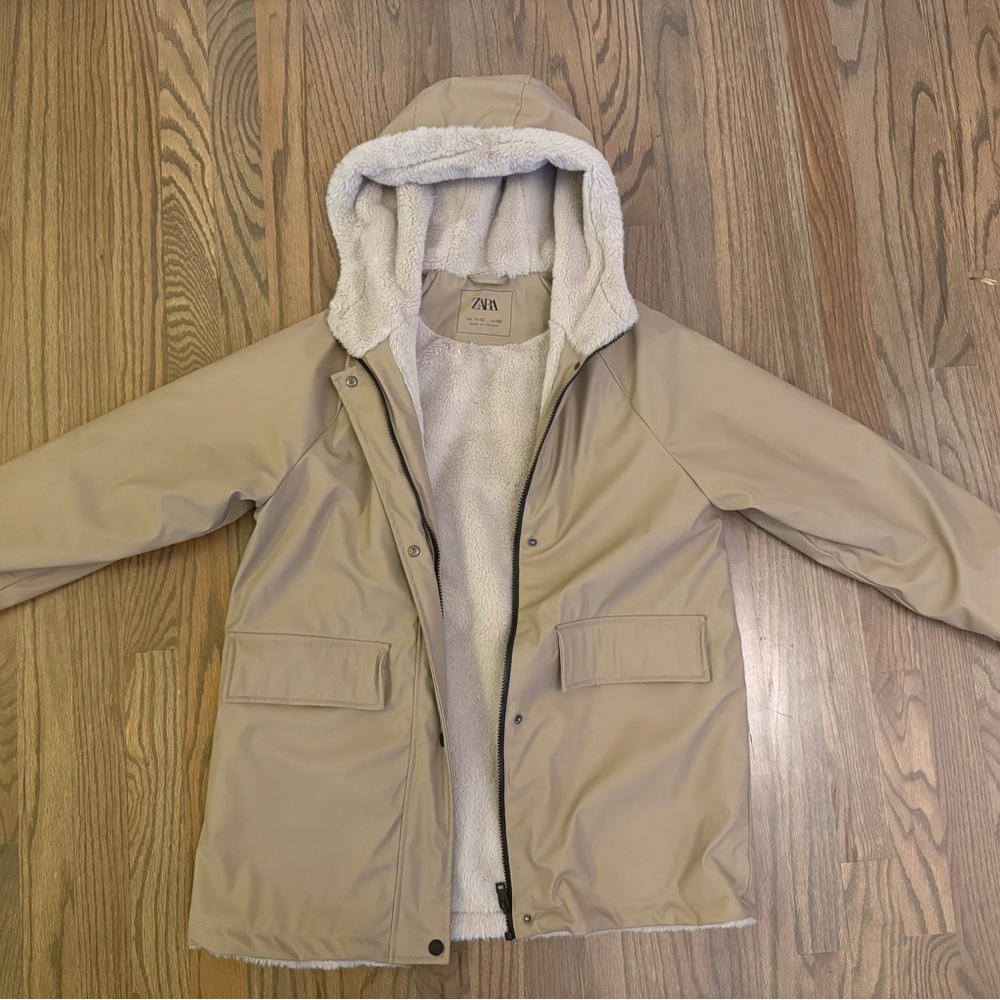Zara Girls Tan Hooded Coat